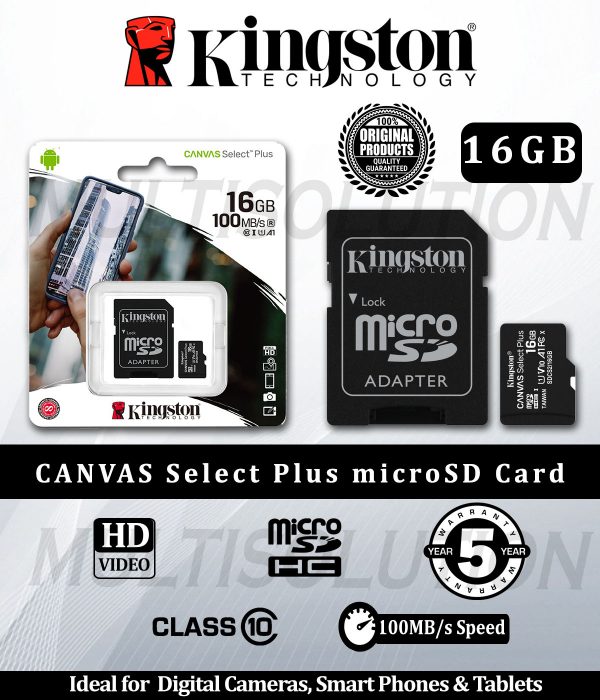 Kingston microSD Canvas Select Memory Card 5 Years Warranty